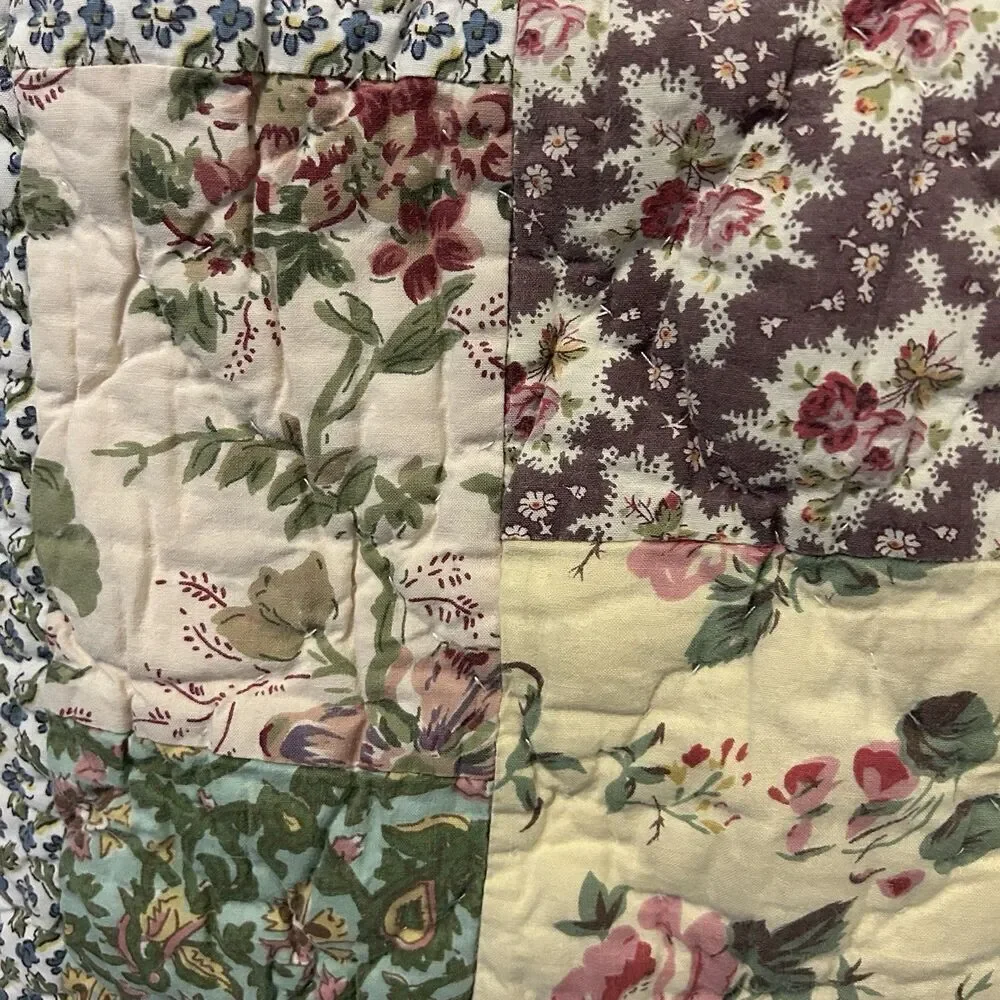 Pottery Barn Patchwork Quilted Standard Pillow Cover Sham 20x26 Boho Peasant